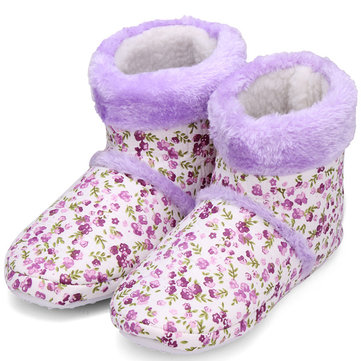 Florales belles chaussures à domicile pantoufles pied d'hiver plus chaud